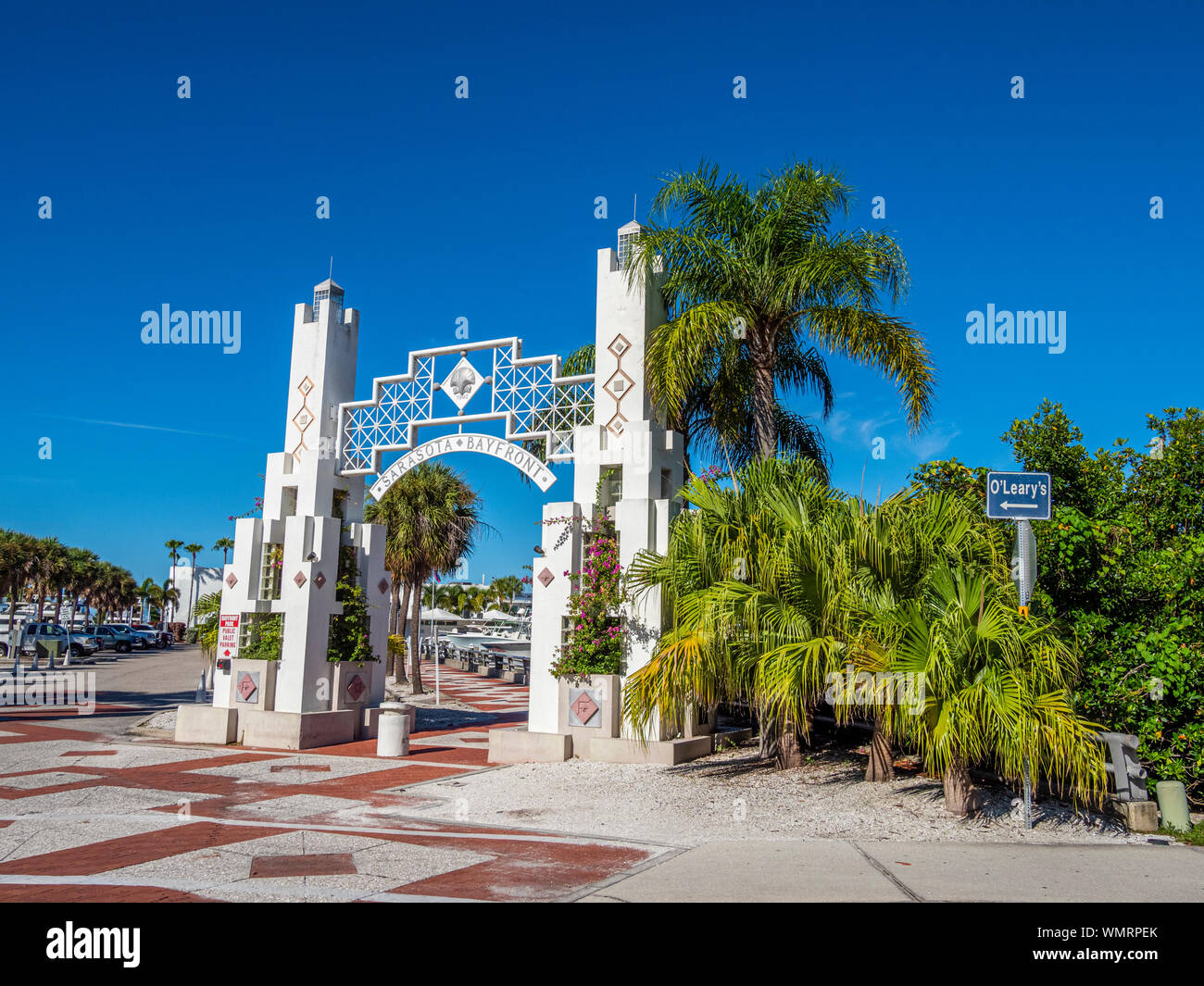 Ingresso al Parco Bayfront sul lungomare di Sarasota Florida Foto Stock