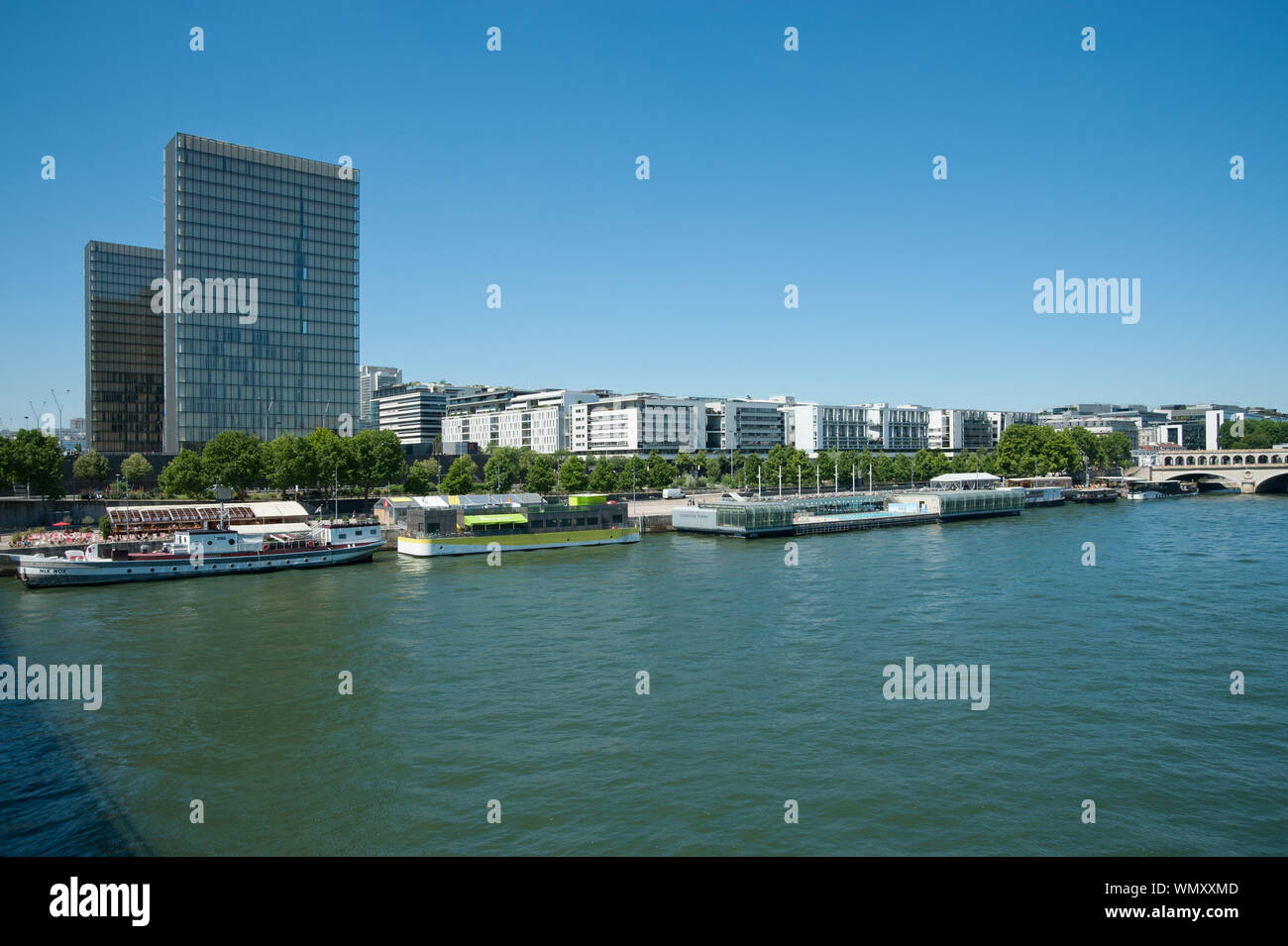 Parigi, Senna e alla Bibliothèque nationale de France Foto Stock