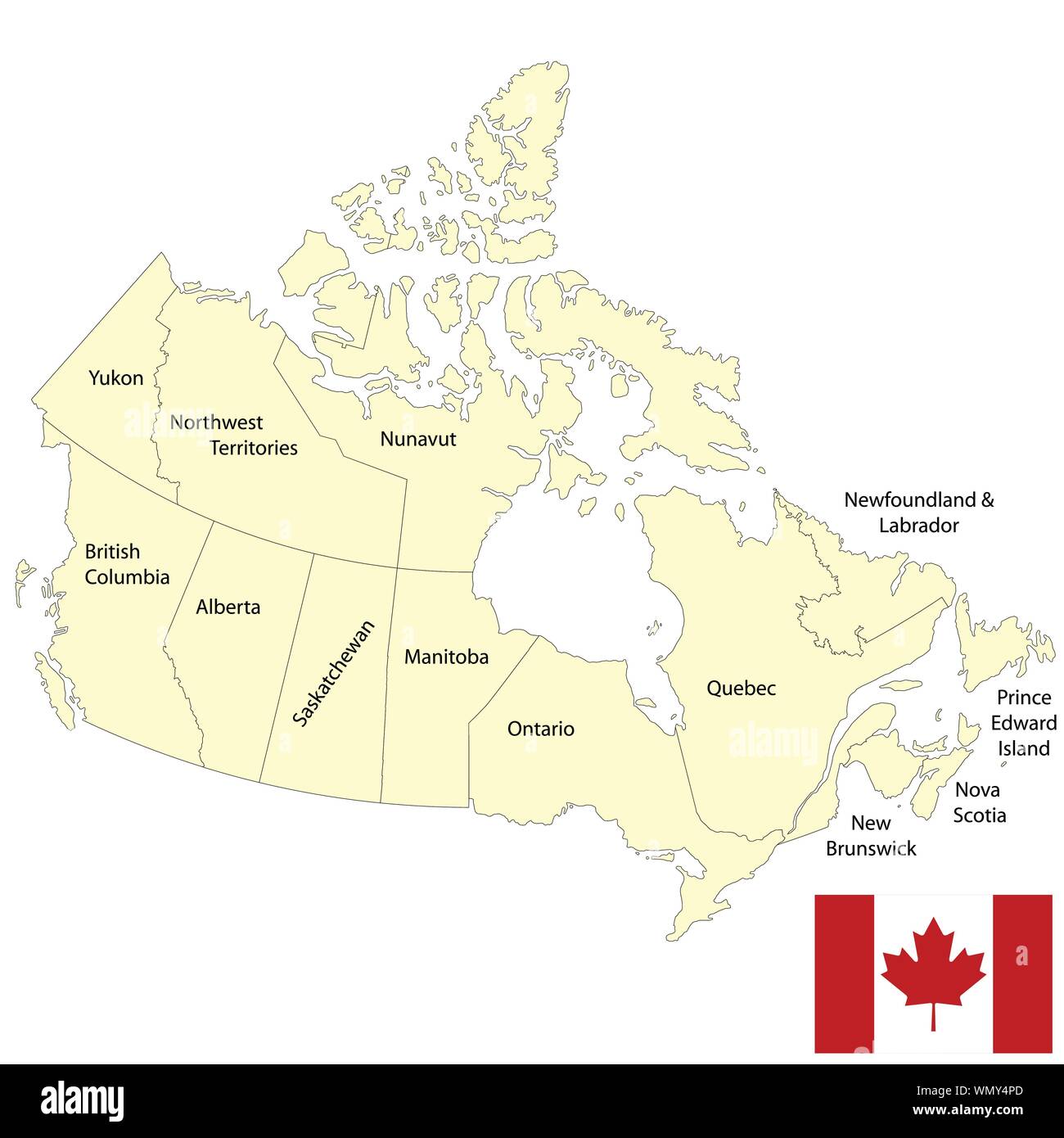 Mappa dettagliata del Canada Illustrazione Vettoriale