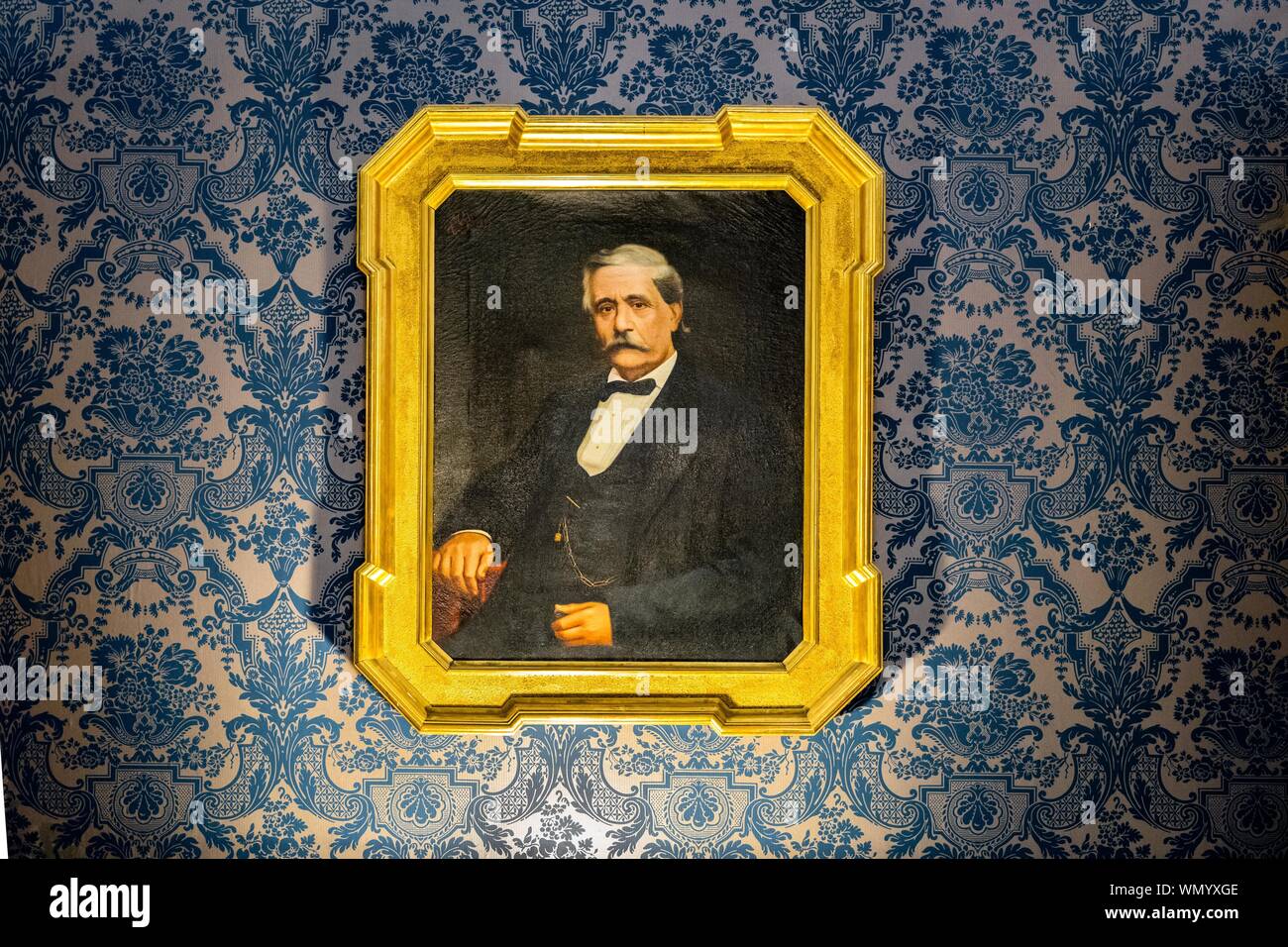 Ritratto di Antonio Barezzi, patrono di Giuseppe Verdi, Casa Barezzi, Museo verdiano, Busseto, Provincia di Parma, regione Emilia Romagna, Italia Foto Stock