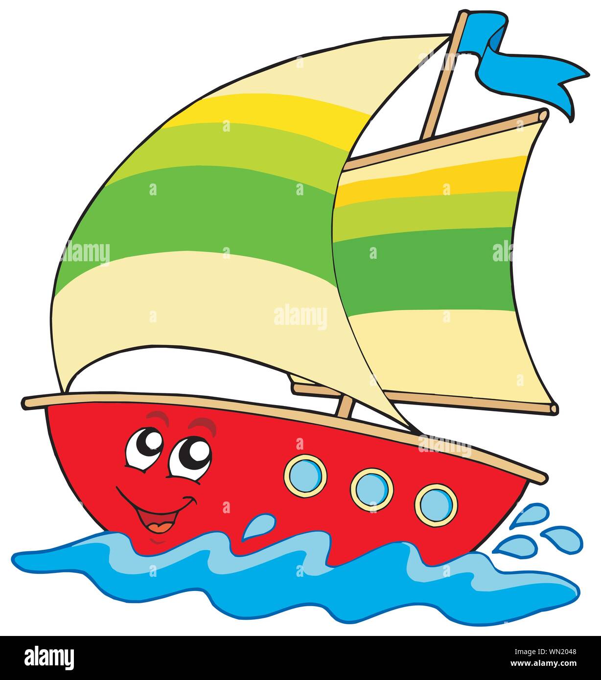 Cartoon in barca a vela Illustrazione Vettoriale