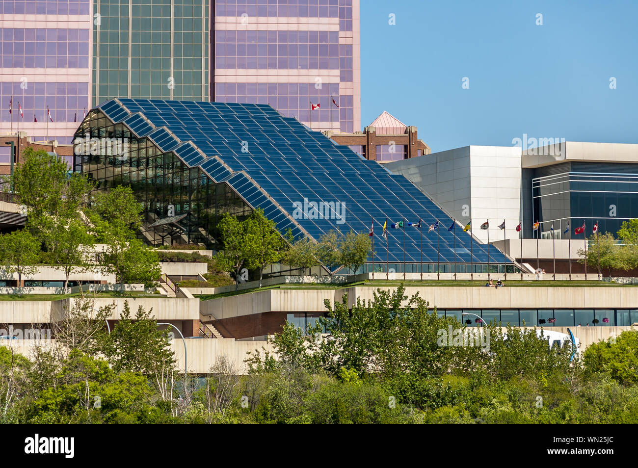 Moderno centro conferenze sul e sulla valle del Fiume Saskatchewan in Edmonton Foto Stock
