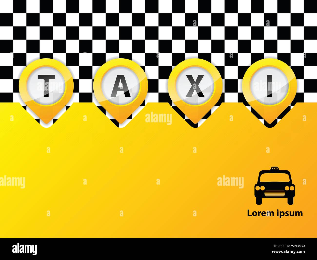 Taxi nel testo dei puntatori Illustrazione Vettoriale