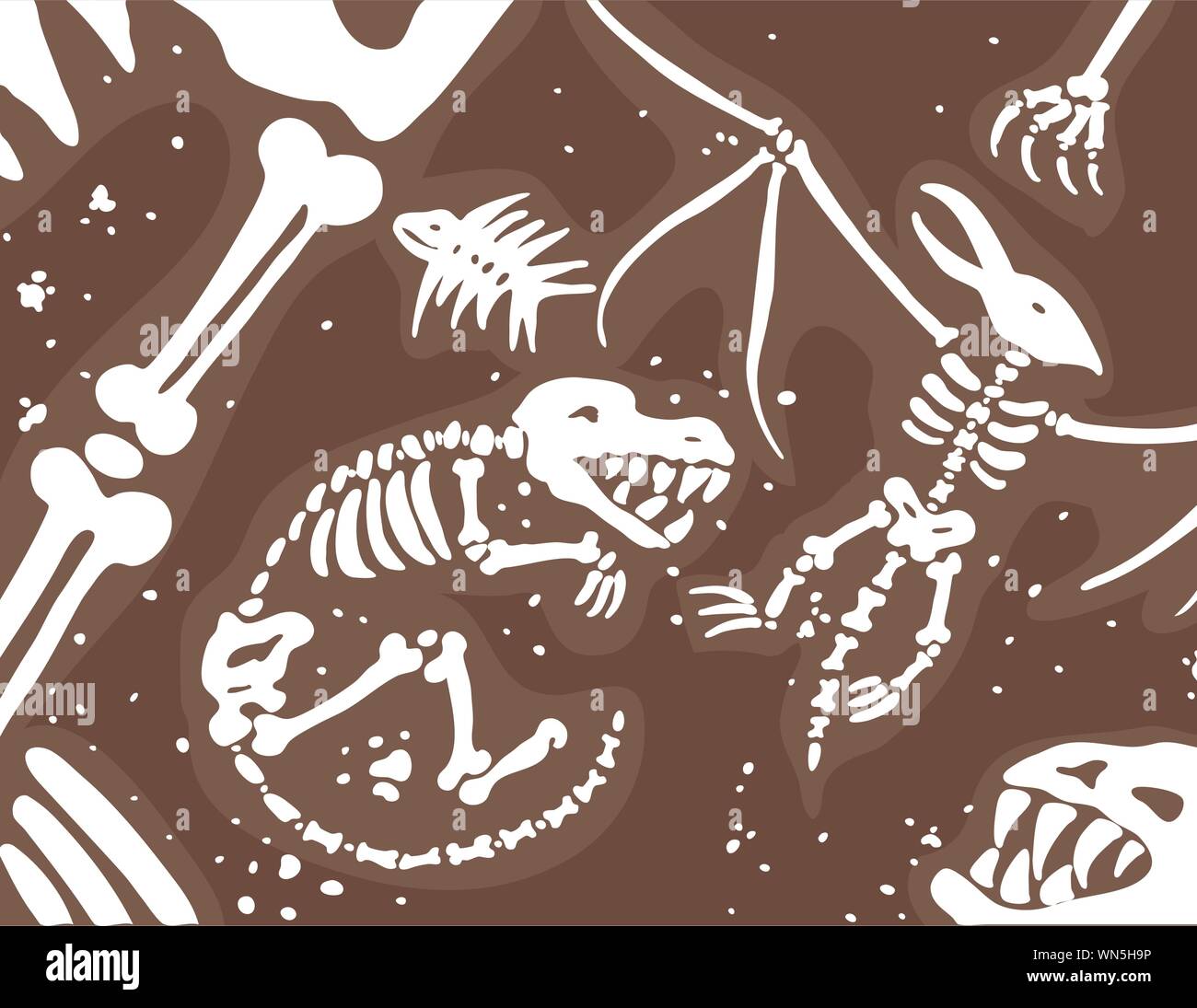Fossili di dinosauro e ossa Illustrazione Vettoriale