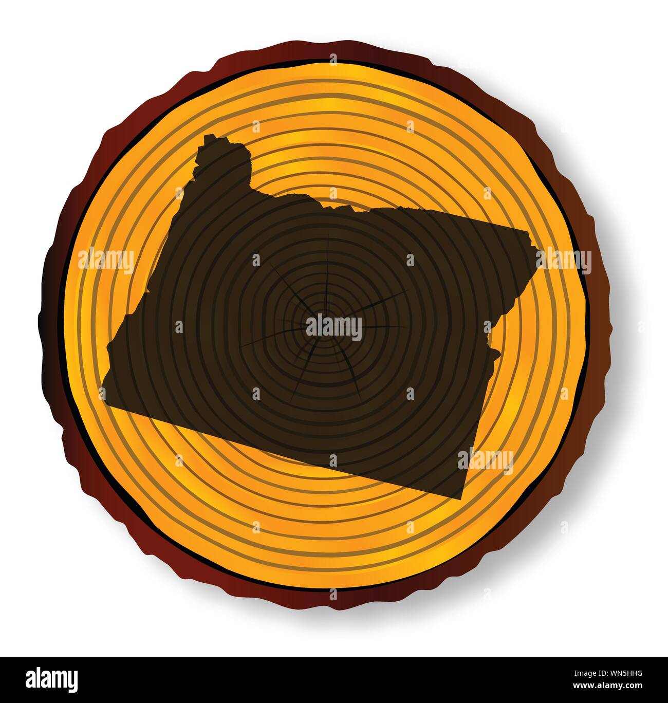 Mappa di Oregon sul legname Illustrazione Vettoriale