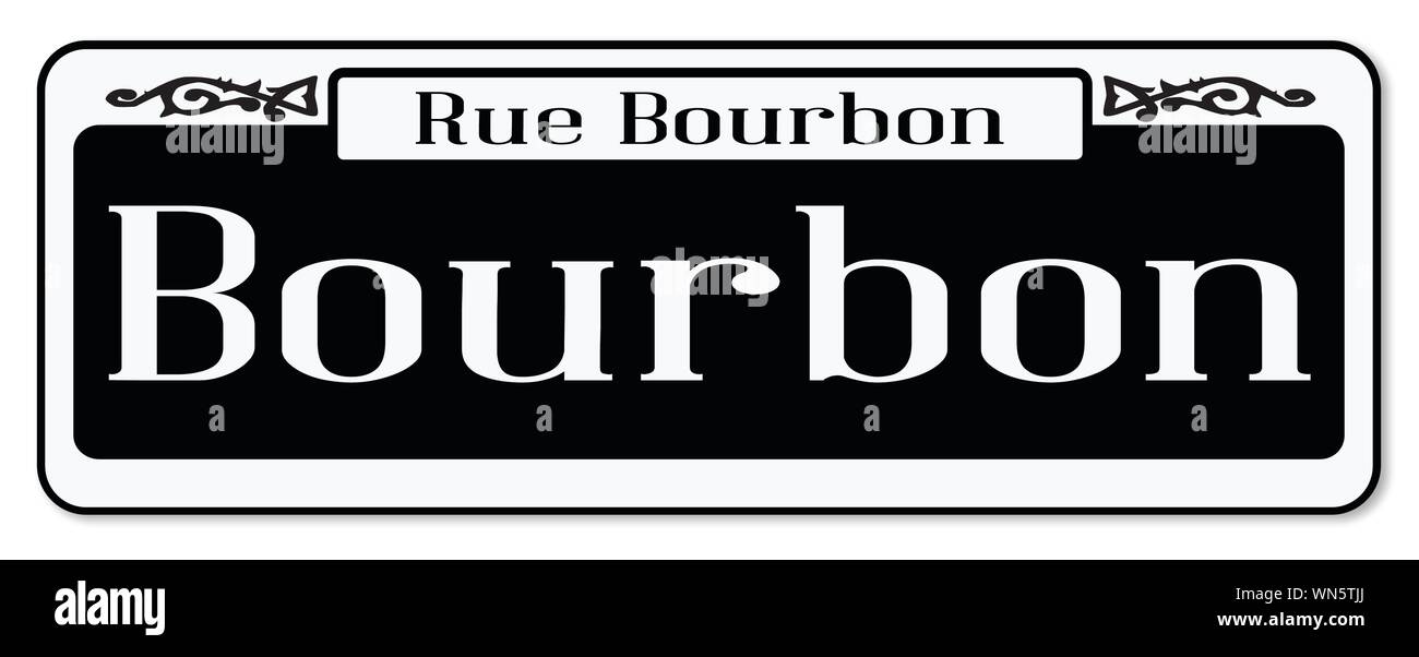 Rue Bourbon Street Sign Illustrazione Vettoriale