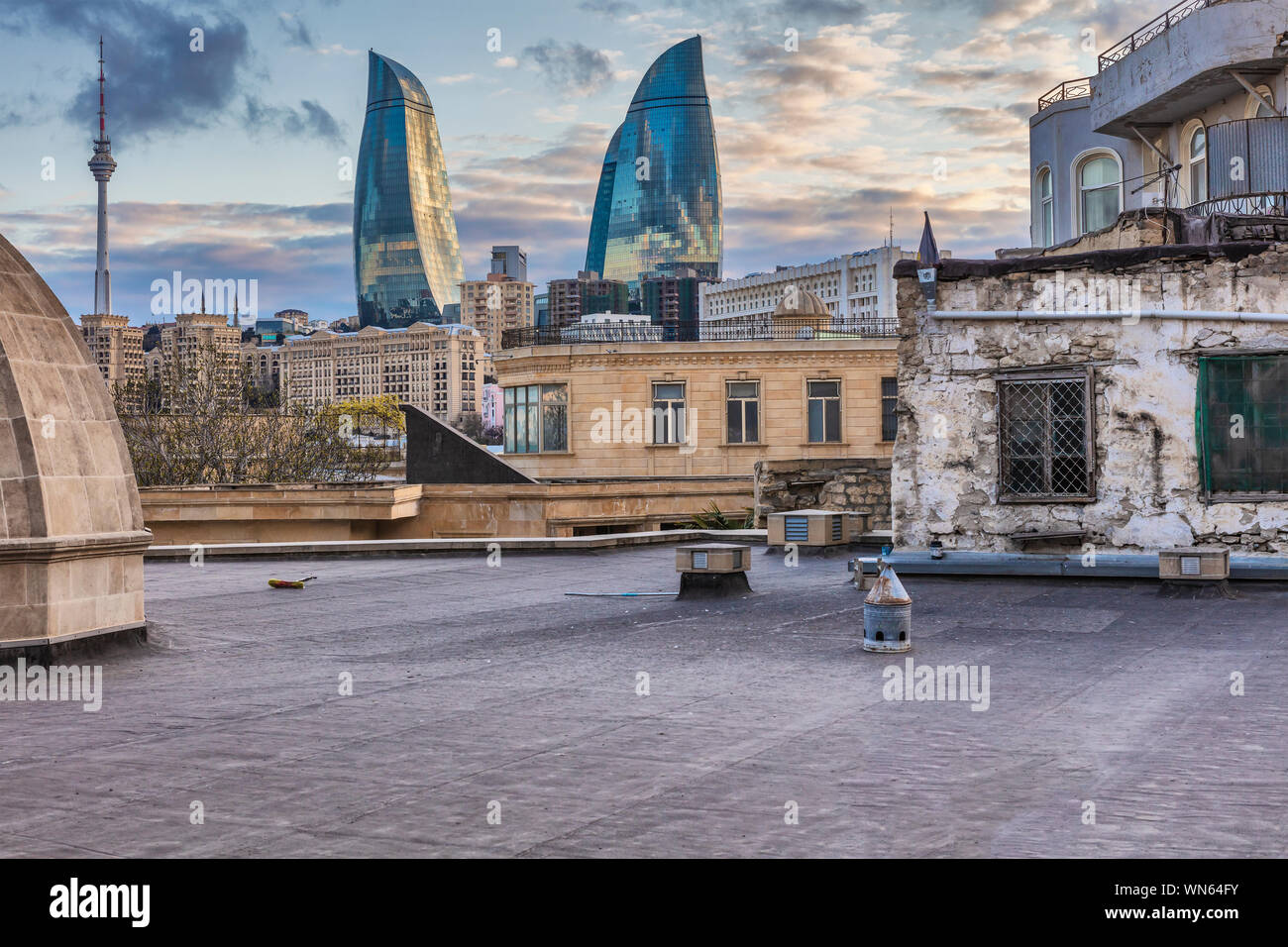 La città vecchia, la parte interna della città di Baku, Azerbaijan Foto Stock