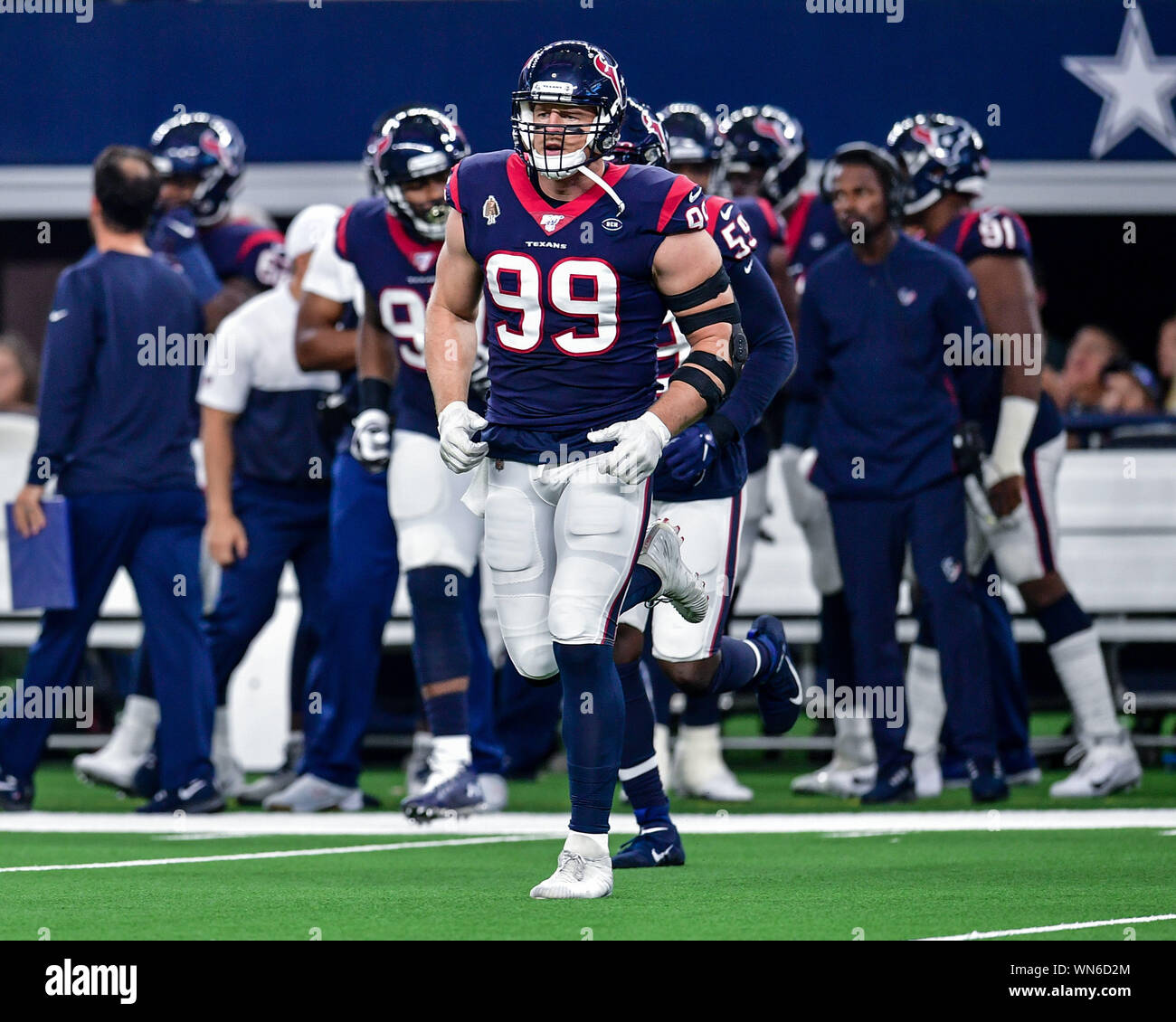 Agosto 24th, 2019:.                                 .durante un'NFL partita di calcio tra i Texans di Houston e Dallas Cowboys di AT&T Stadium di Arlington, Texas. Manny Flores/CSM Foto Stock