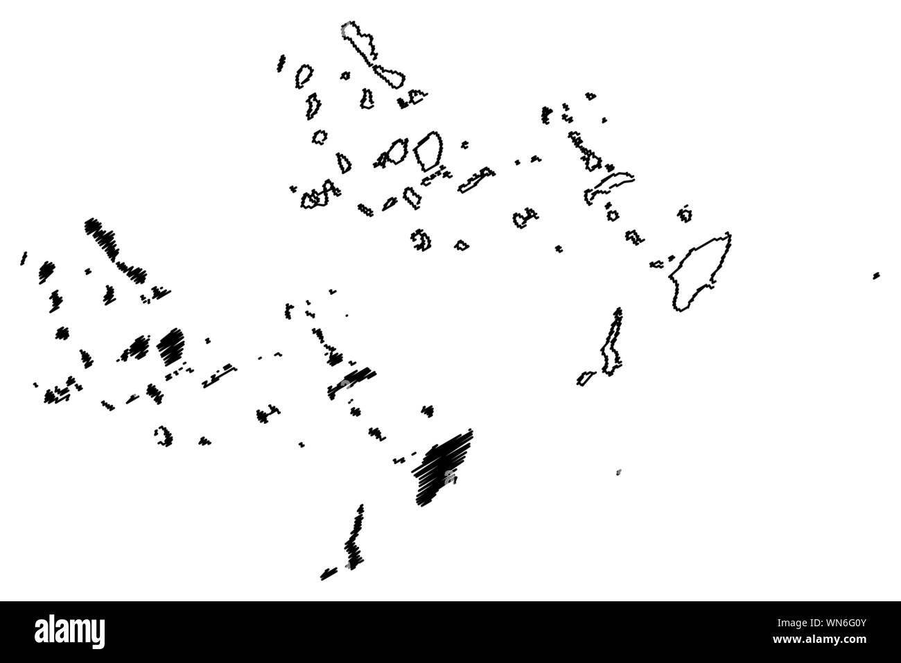 Egeo meridionale Regione (Grecia, Repubblica Ellenica, Hellas) mappa illustrazione vettoriale, scribble sketch Sud Egeo mappa Illustrazione Vettoriale