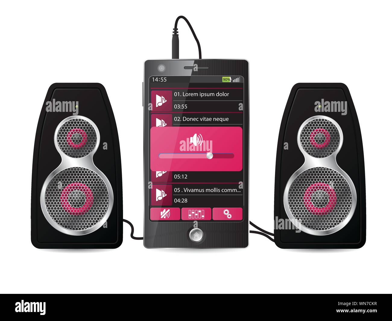 Altoparlante stereo set inserito nel telefono Illustrazione Vettoriale