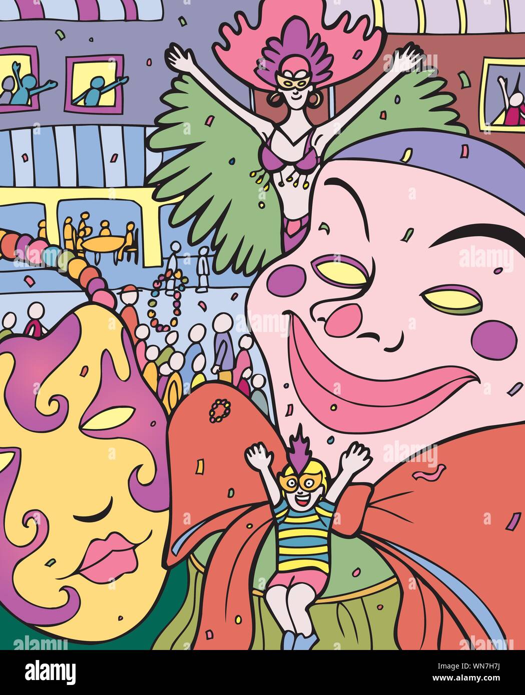 Kid avventure: Mardi Gras Illustrazione Vettoriale