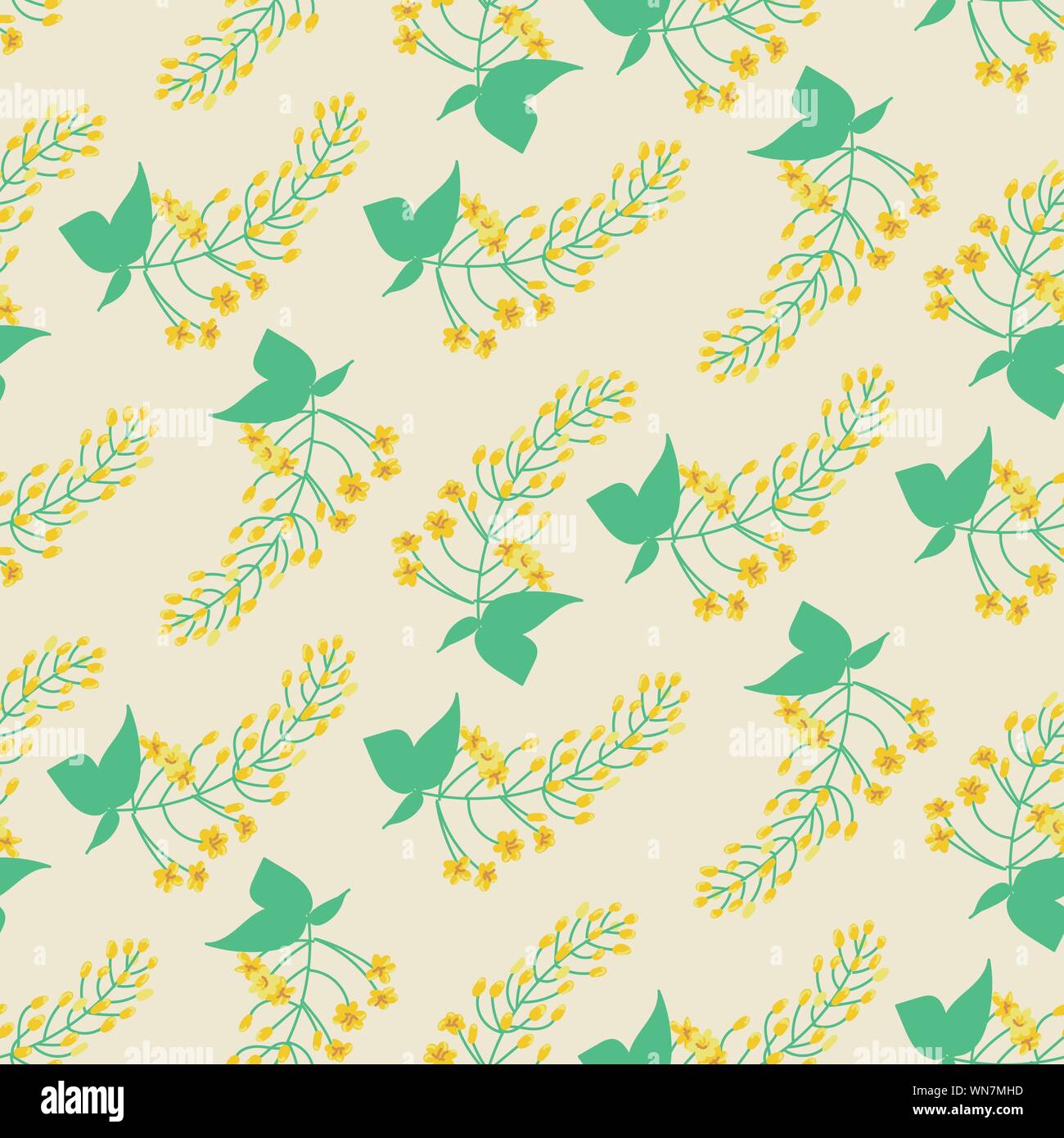 Vettore di seamless pattern con rami di fiori gialli Illustrazione Vettoriale
