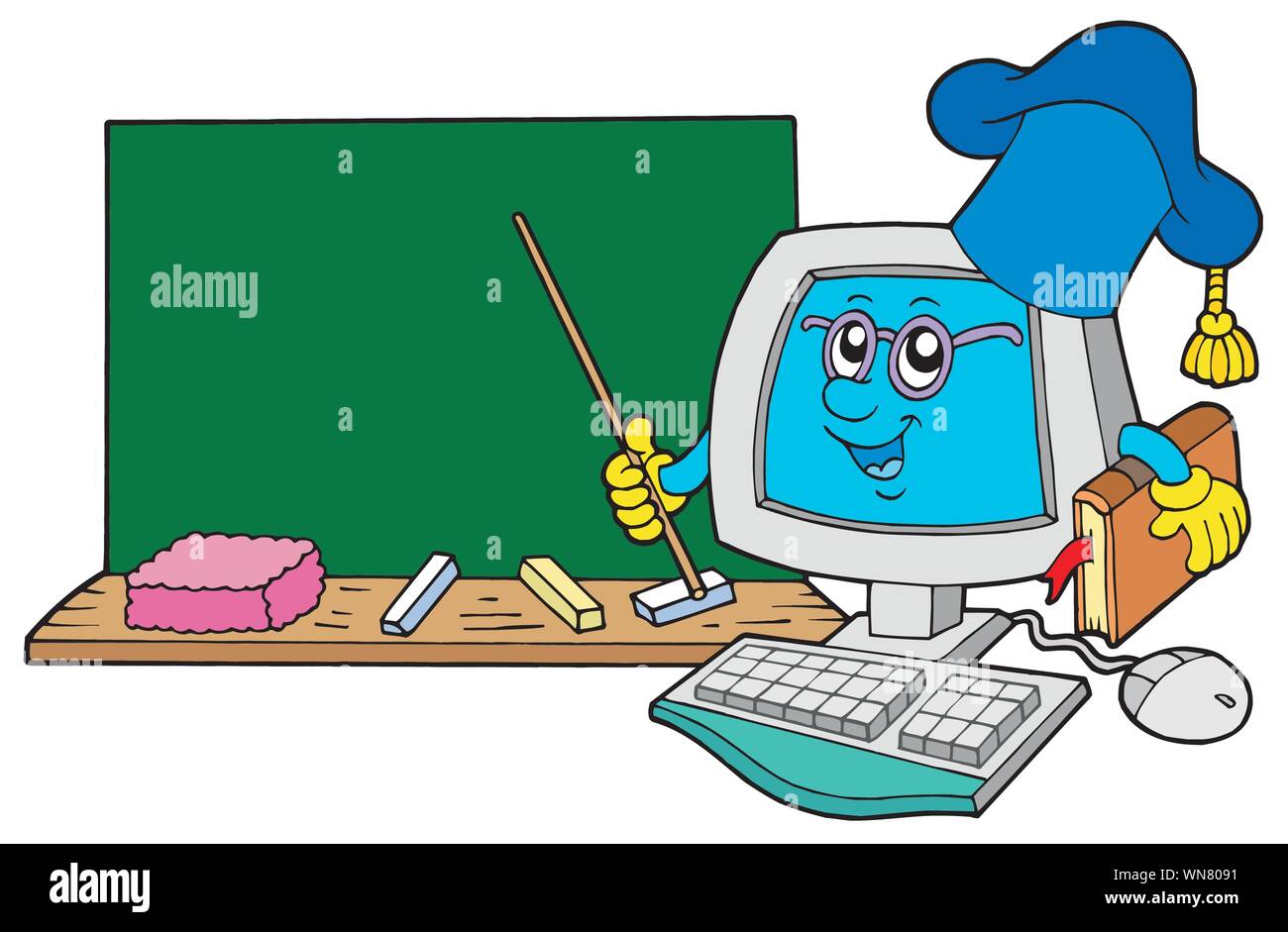 Insegnante di informatica con Blackboard Illustrazione Vettoriale