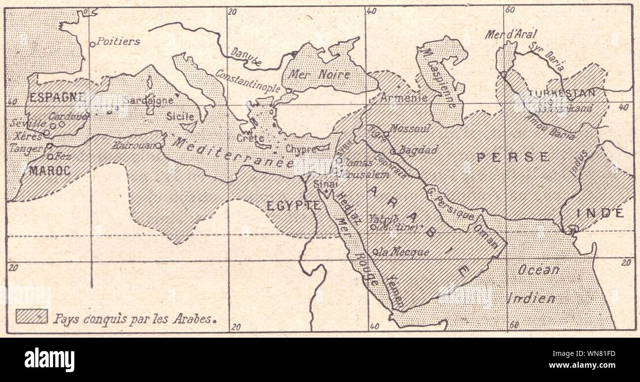 Carte de l'Empire arabe Foto Stock