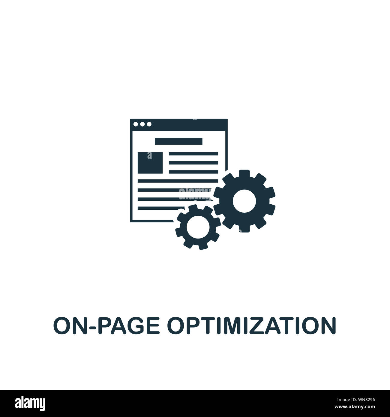 Ottimizzazione On-Page icona. Elemento creativo design contenuto dalla raccolta di icone. Pixel On-Page perfetta icona di ottimizzazione per il web design, applicazioni Foto Stock