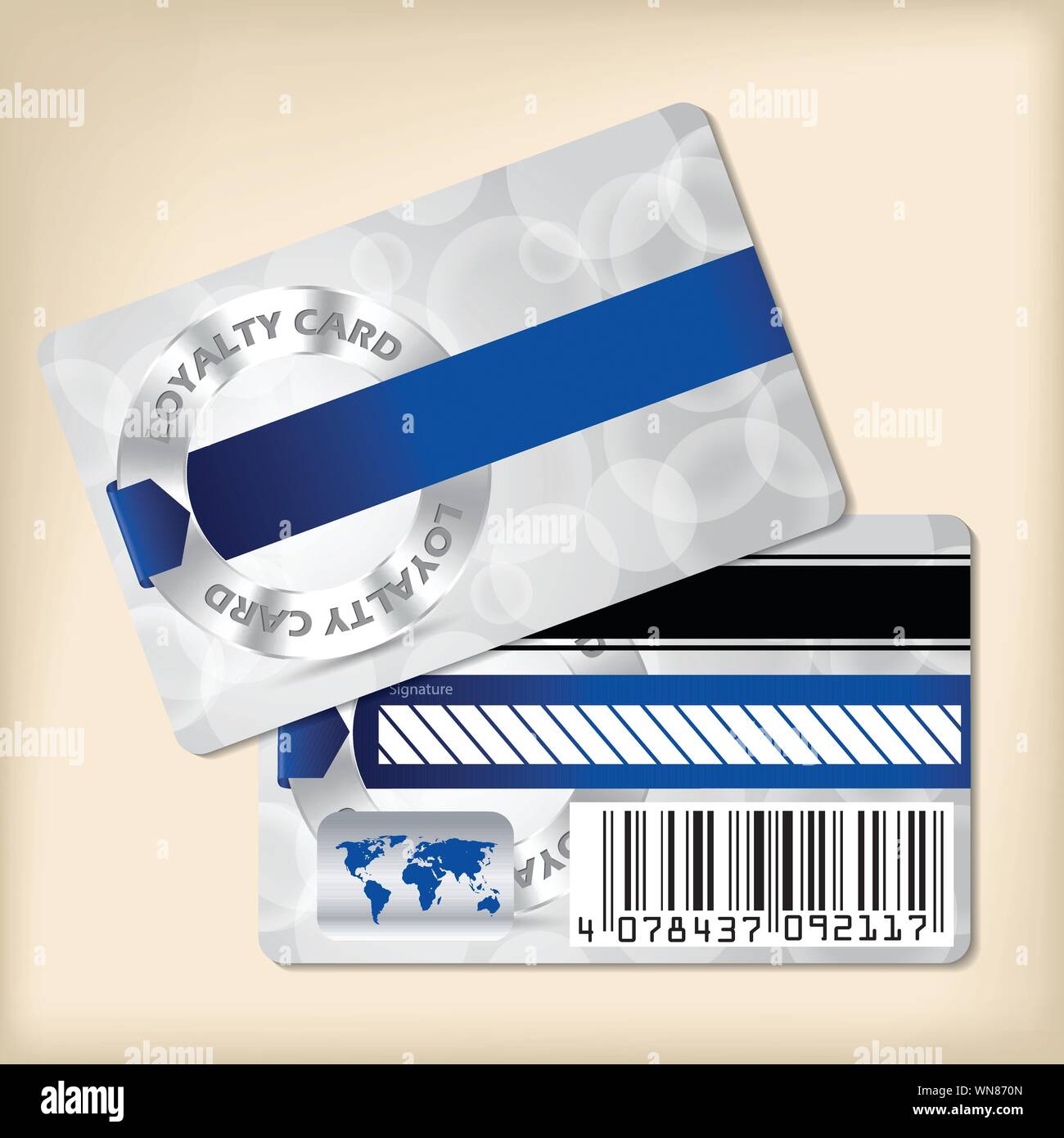 Carta fedeltà design con nastro blu Illustrazione Vettoriale