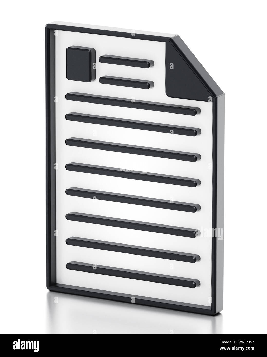 3D simbolo documento isolato su sfondo bianco. Foto Stock