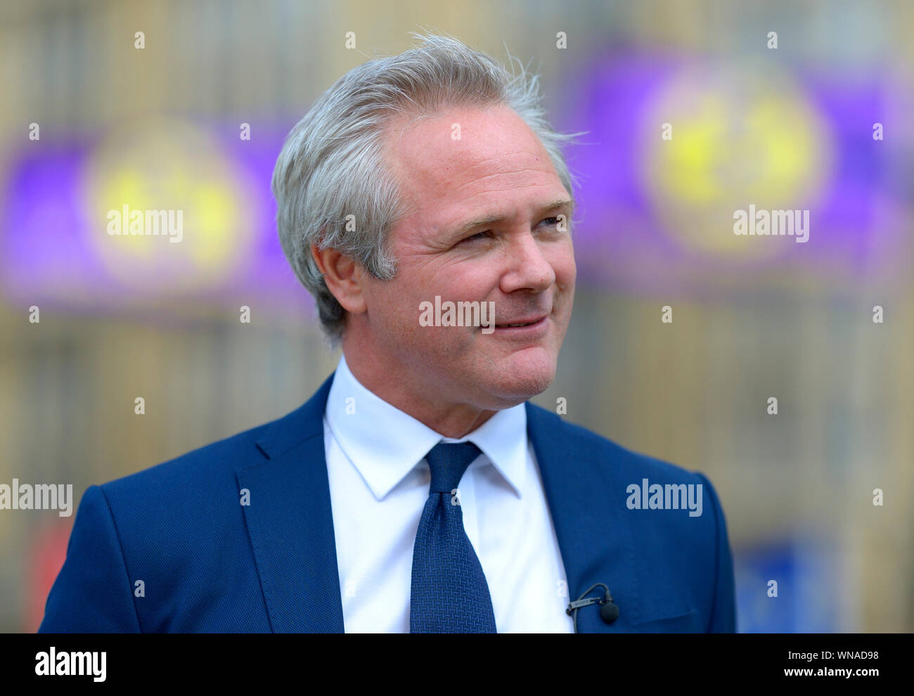 Richard Braine - leader del UKIP - su College Green, Westminster, prima di una storica Brexit votazione sul primo giorno del rientro dopo la pausa estiva, 3° settembre Foto Stock