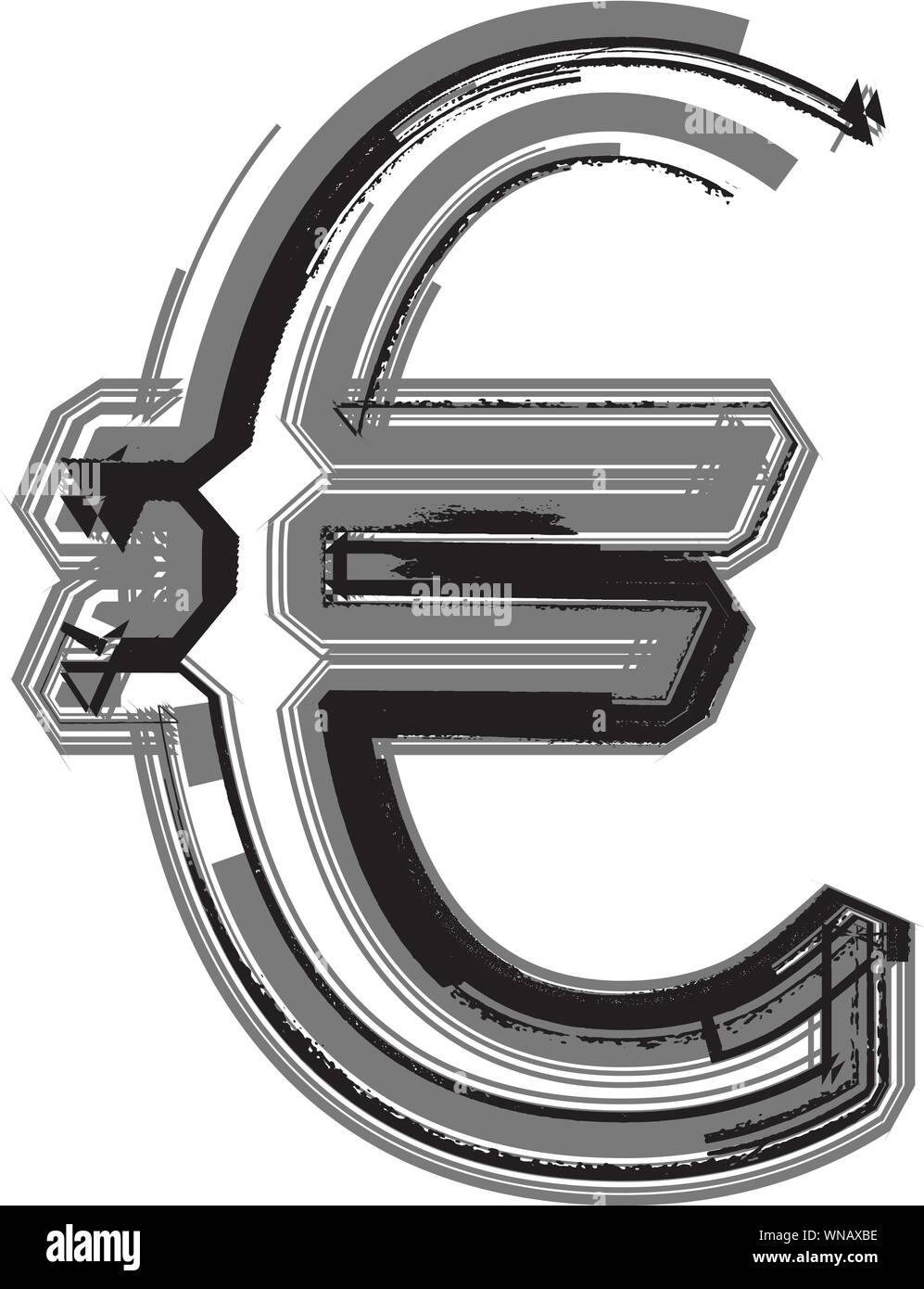 Grunge Font Symbol Illustrazione Vettoriale