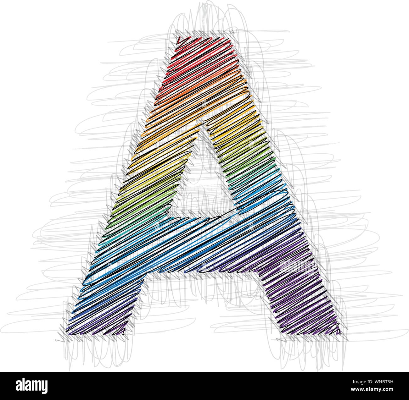 Disegnare a mano font Letter un Illustrazione Vettoriale