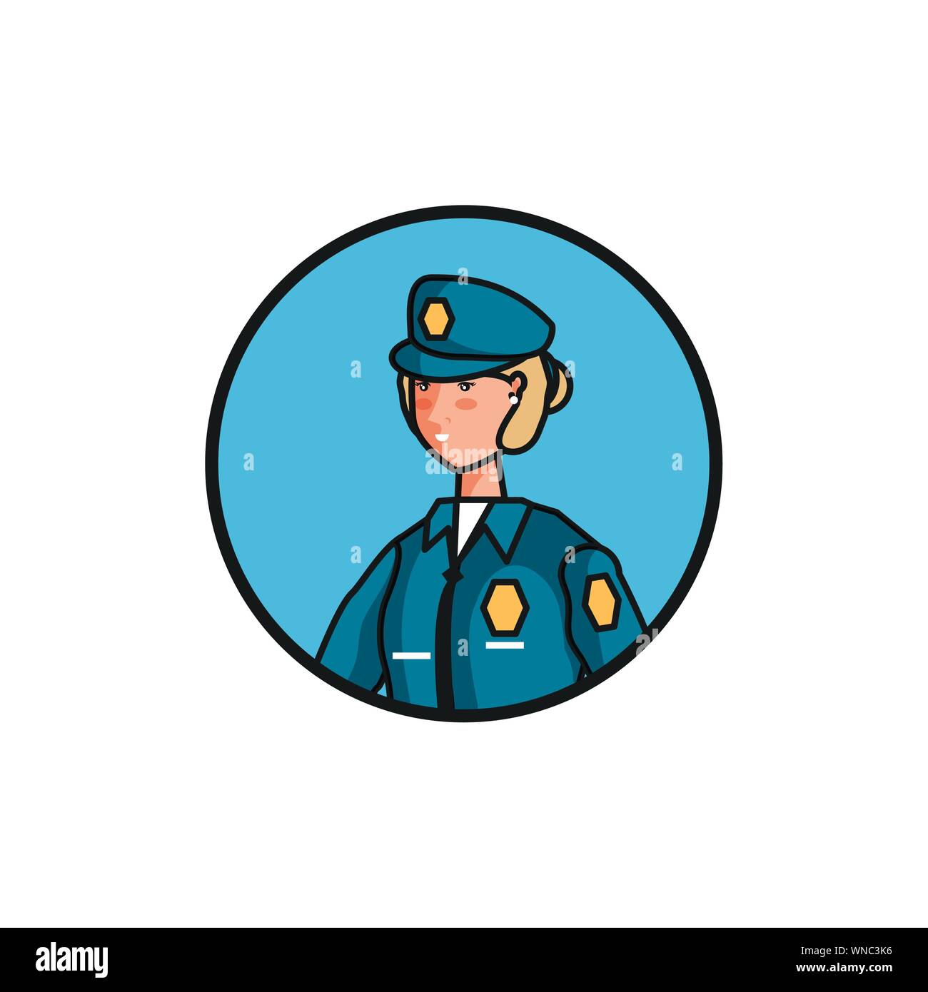 Femmina funzionario di polizia di carattere avatar illustrazione vettoriale design Illustrazione Vettoriale