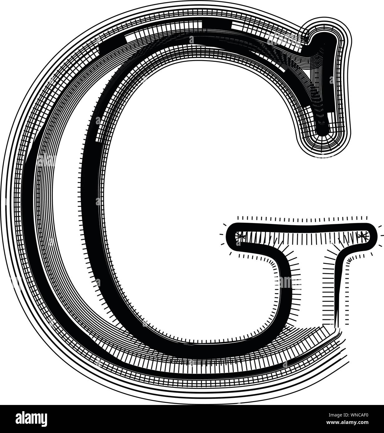 Illustrazione di carattere lettera G Illustrazione Vettoriale