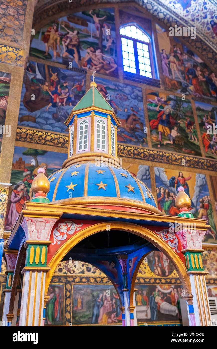 Armenian Santo Salvatore cattedrale, Surb Amenaprkich Vank, 1664, Nuova Julfa, quartiere armeno, Isfahan, Provincia di Isfahan, Iran Foto Stock