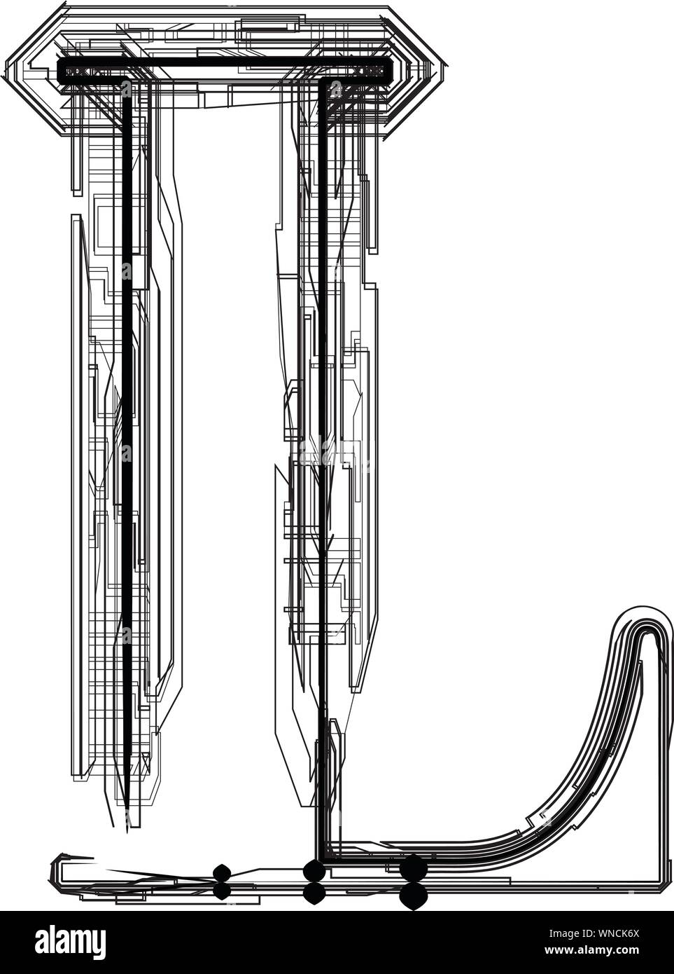 Font tecnologico. La lettera L Illustrazione Vettoriale