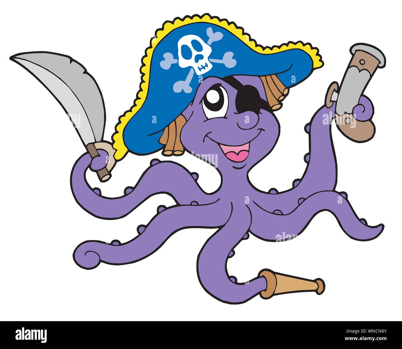 Pirate polpo con sabre Illustrazione Vettoriale