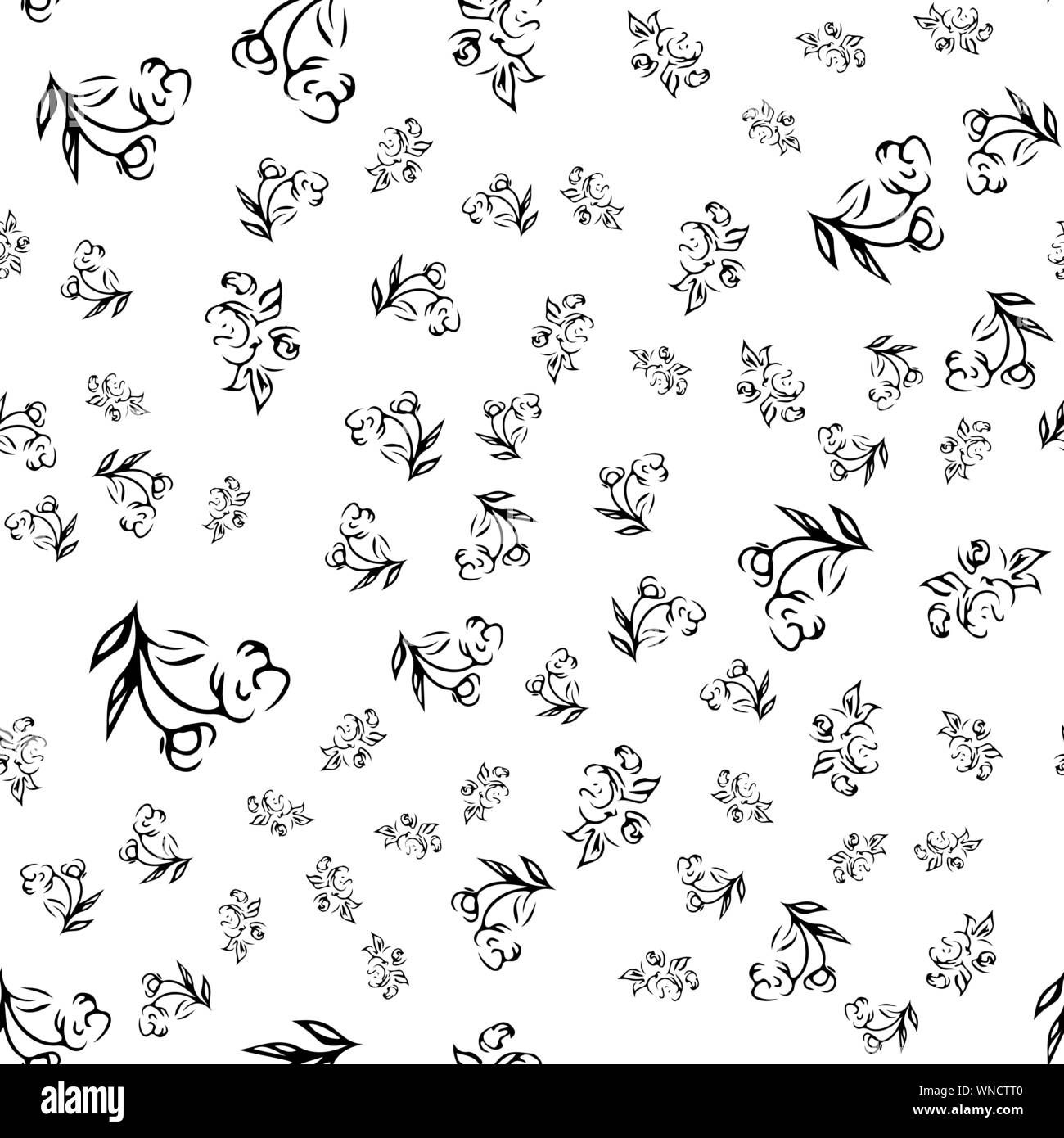 Disegnata a mano rose seamless pattern per la progettazione di stampa. Rose floral seamless pattern. Molla texture tessili. Ripetere l elemento di design. Illustrazione Vettoriale
