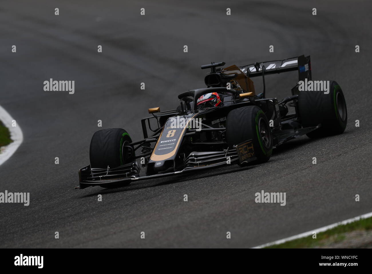 Monza, Italia. 05 apr, 2019. #08 Romain Grosjean, Haas Team di F1. GP Italia Monza 5-8 settembre 2019 Credit: Indipendente Agenzia fotografica/Alamy Live News Foto Stock