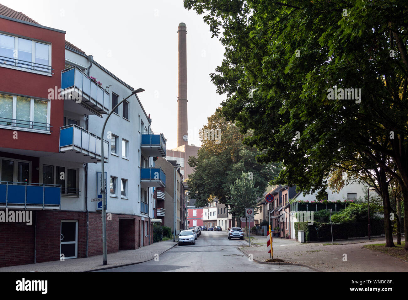 Zona residenziale a Duisburg Bruckhausen, nei pressi della zona industriale oh Thyssen Foto Stock