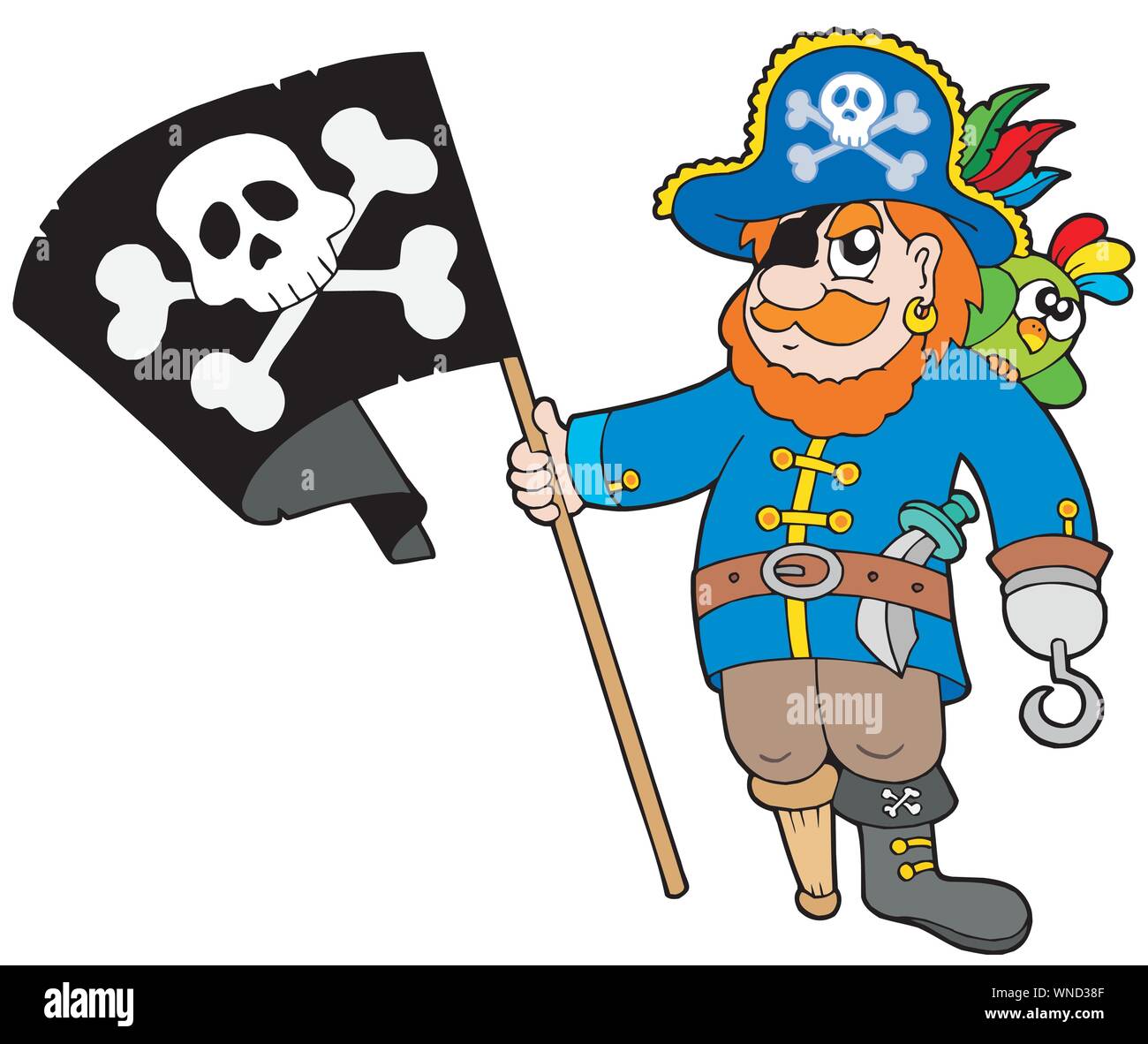 Pirata con bandiera Illustrazione Vettoriale