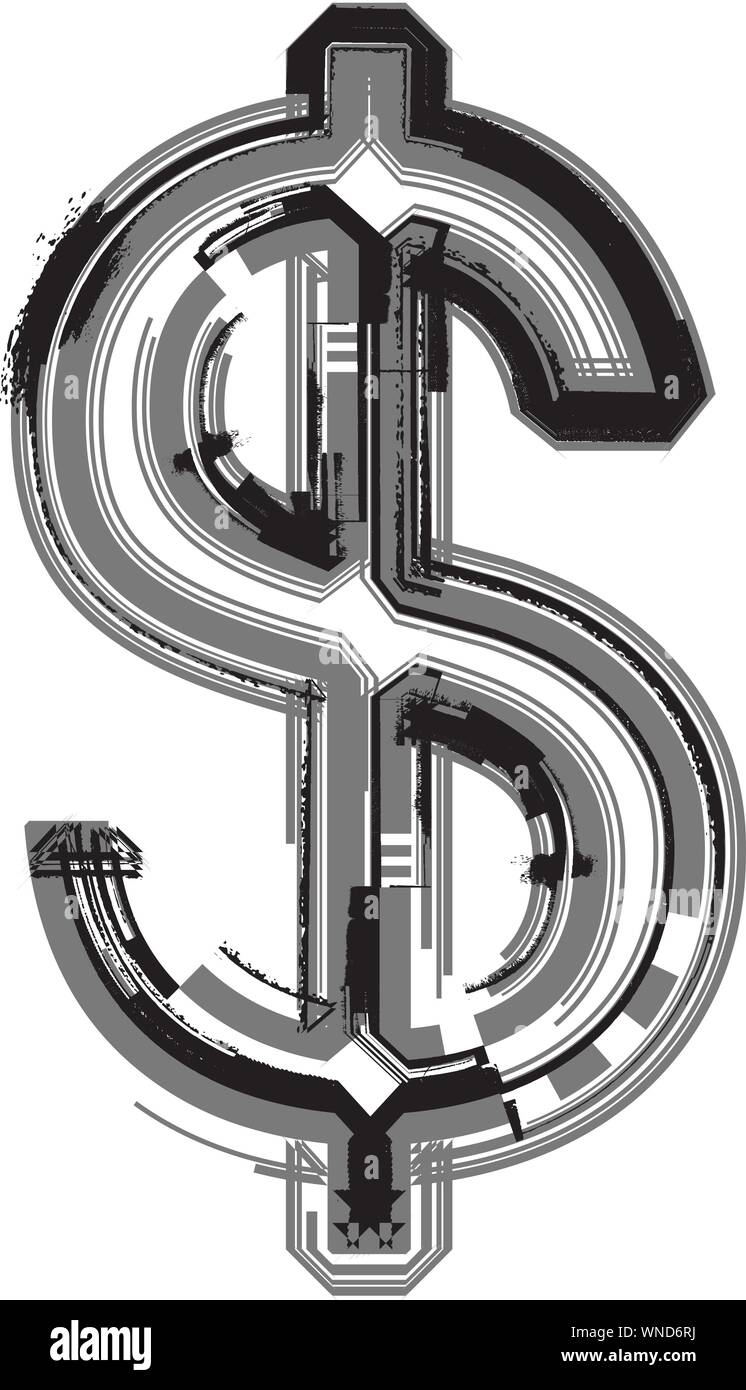 Grunge Font Symbol Illustrazione Vettoriale