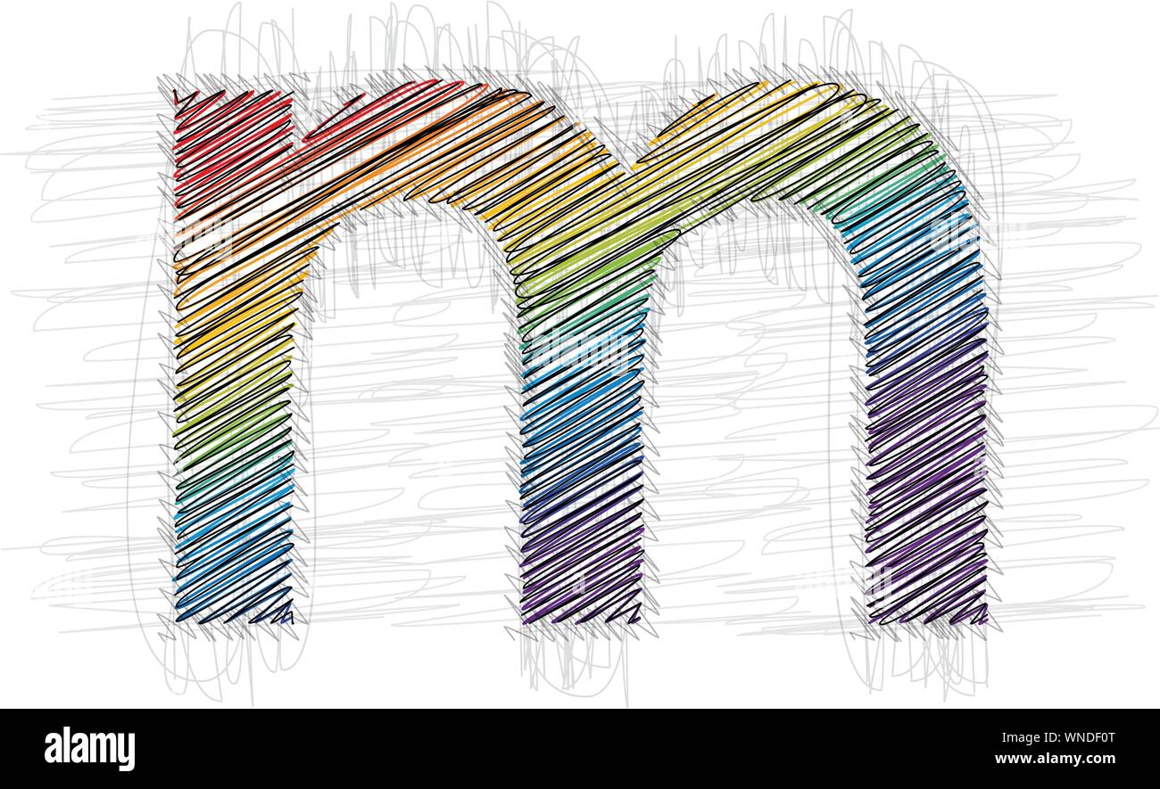 Disegnata a mano font lettera m Illustrazione Vettoriale