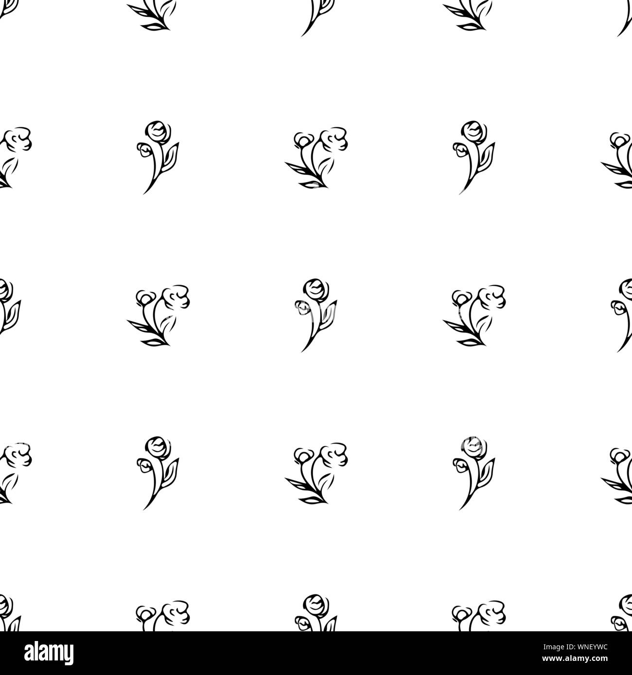 Disegnata a mano rose seamless pattern per la progettazione di stampa. Rose floral seamless pattern. Molla texture tessili. Ripetere l elemento di design. Illustrazione Vettoriale