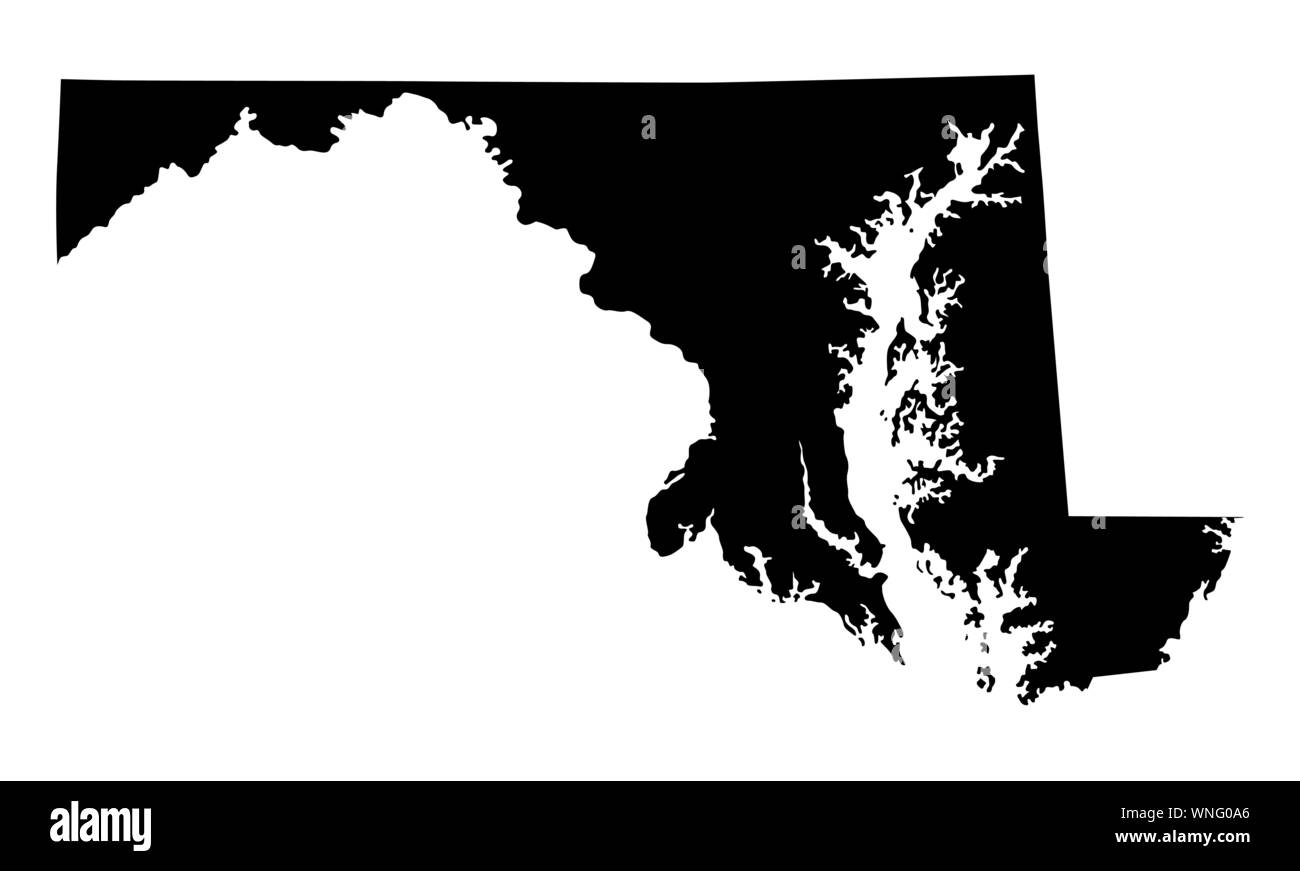 Maryland silhouette mappa Illustrazione Vettoriale