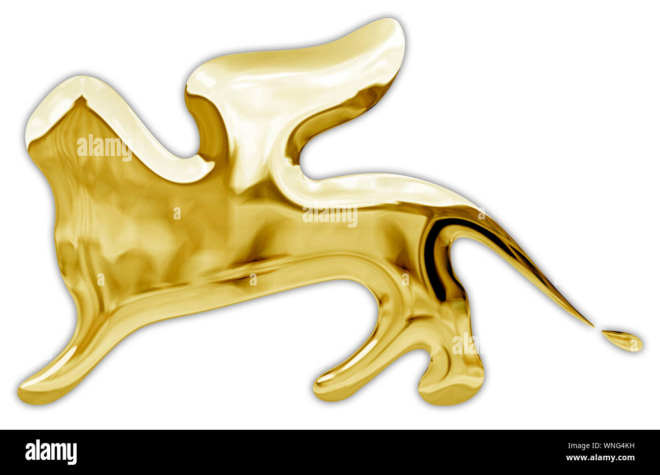 Leone del Festival del Cinema di Venezia, oro metallico logo stile, editoriale Foto Stock