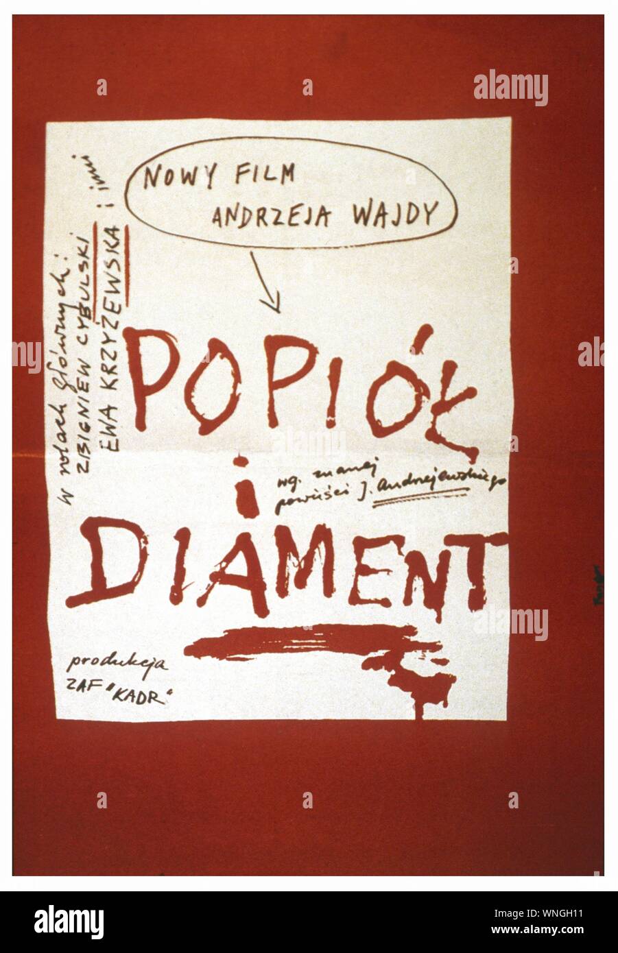 Popiól i diament ceneri e diamanti Anno : 1958 Polonia Direttore: Andrzej Wajda Poster (Polacco) Foto Stock