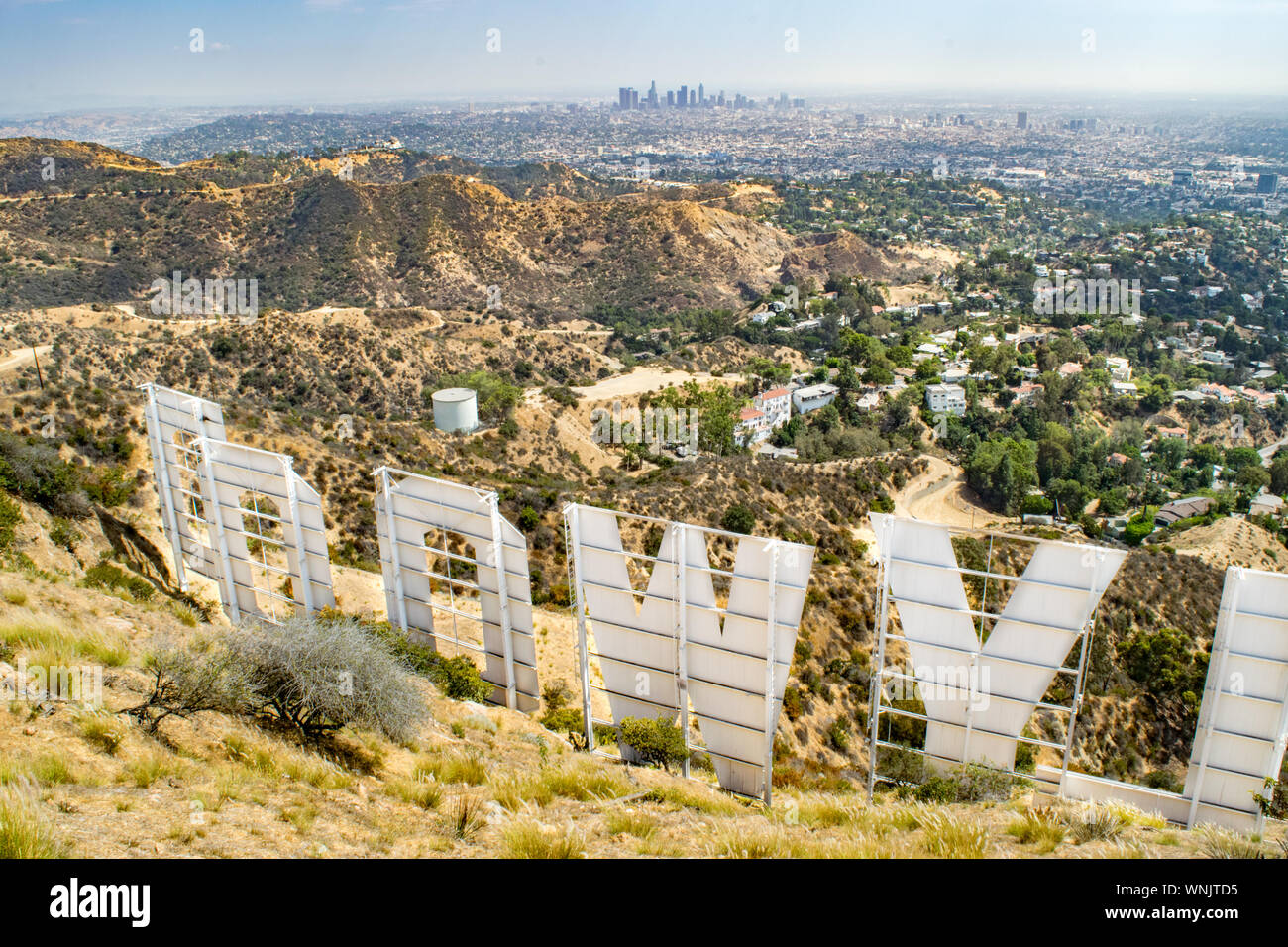 Hollywood Sign da dietro (estate) - Los Angeles, California, Stati Uniti d'America Foto Stock