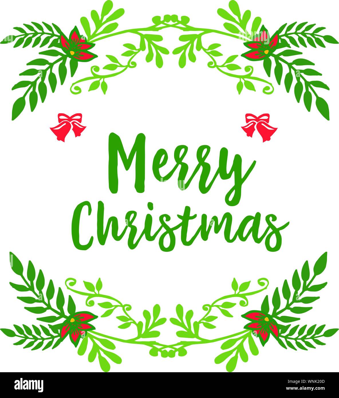 Progettazione di Banner di buon Natale, con decor e foglie verde cornice di fiori. Vettore Illustrazione Vettoriale