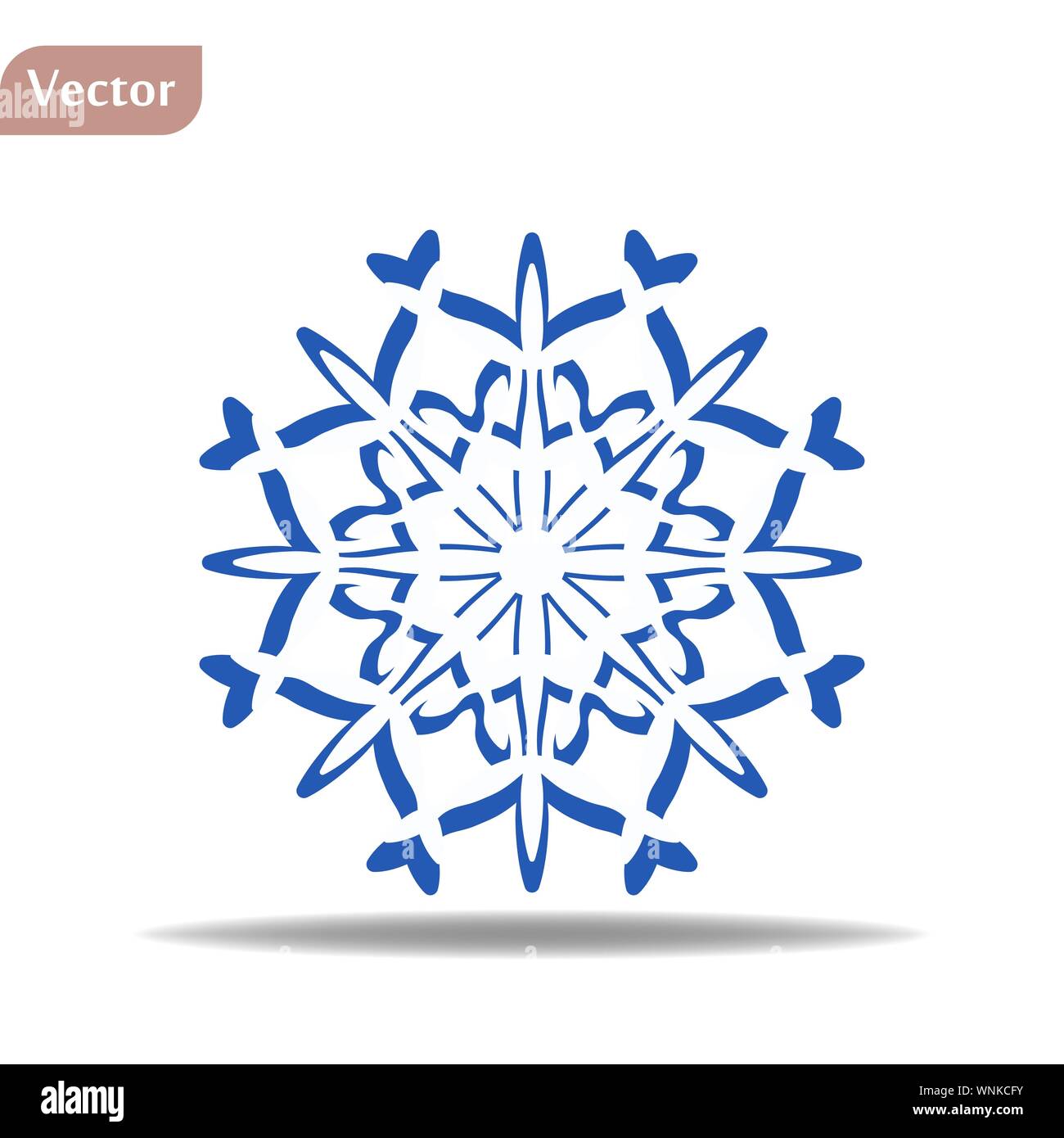 L'icona del fiocco di neve. Silhouette blu fiocco di neve segno, isolati su sfondo bianco. Design piatto. Simbolo di inverno, congelate, Natale e Capodanno vacanza Illustrazione Vettoriale