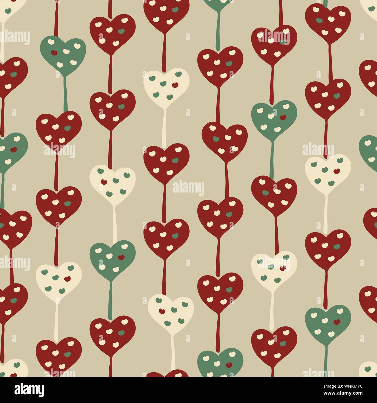 Vettore senza soluzione di continuità con il modello a forma di cuore in lillipops colori retrò Illustrazione Vettoriale