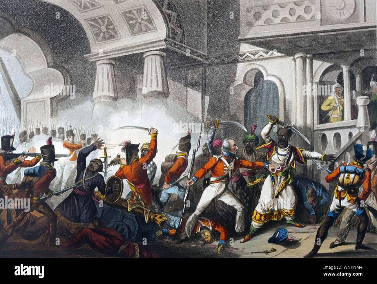 Assedio di SERINGAPATAM 5 Aprile - 4 maggio 1799. Il maggiore generale David Baird conduce l'assalto Foto Stock
