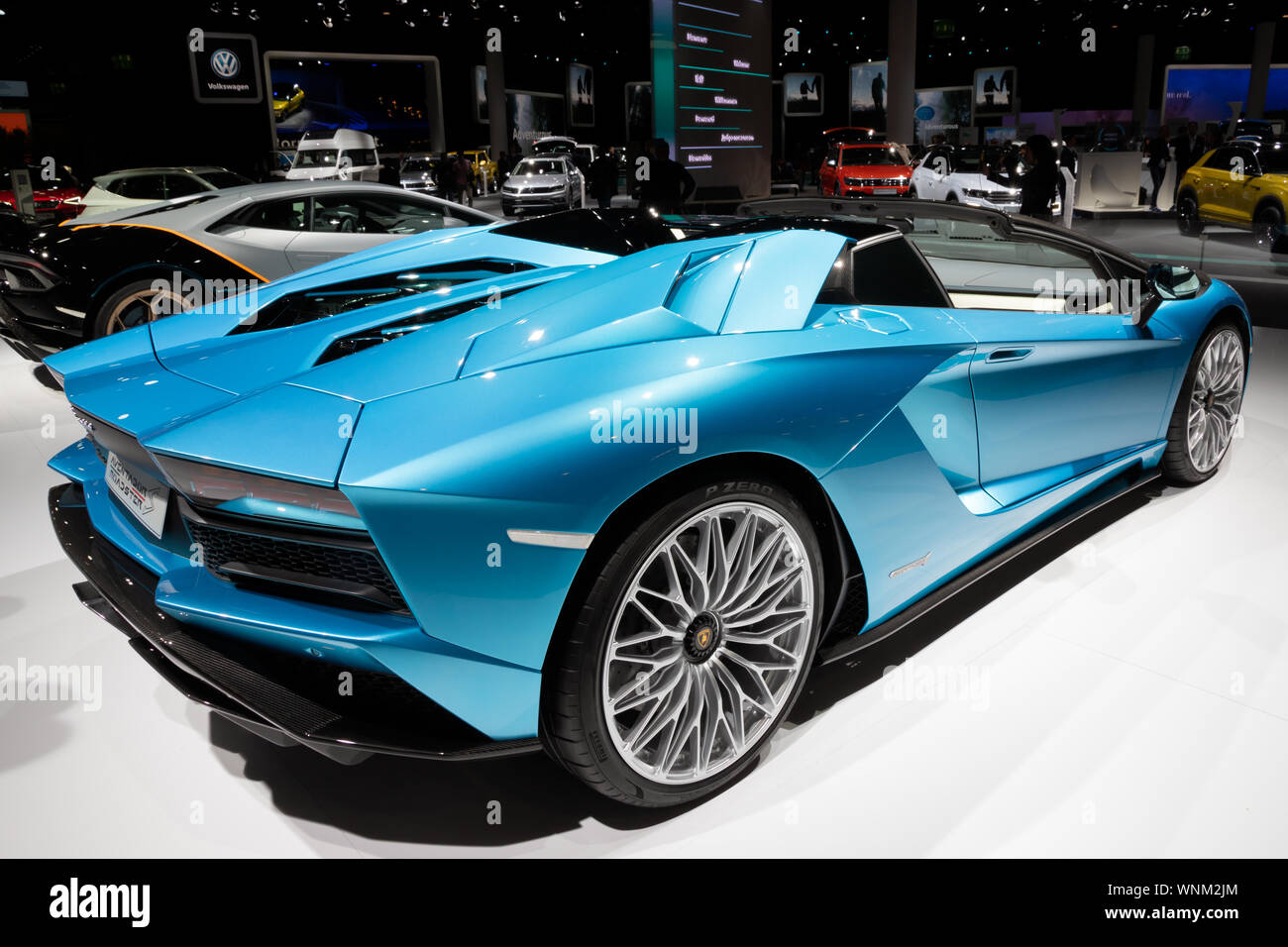 Francoforte, Germania - Sep 13, 2017: Lamborghini Aventador S Roadster auto sportiva a Francoforte IAA Motor Show. Foto Stock