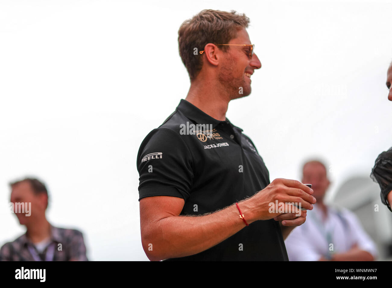 #08 Romain Grosjean, HAAS team di F1. GP Italia MONZA 5-8 settembre 2019 durante il Gran Premio di Heineken Italia 2019 - Giovedì - Il Paddock e conferenza Foto Stock