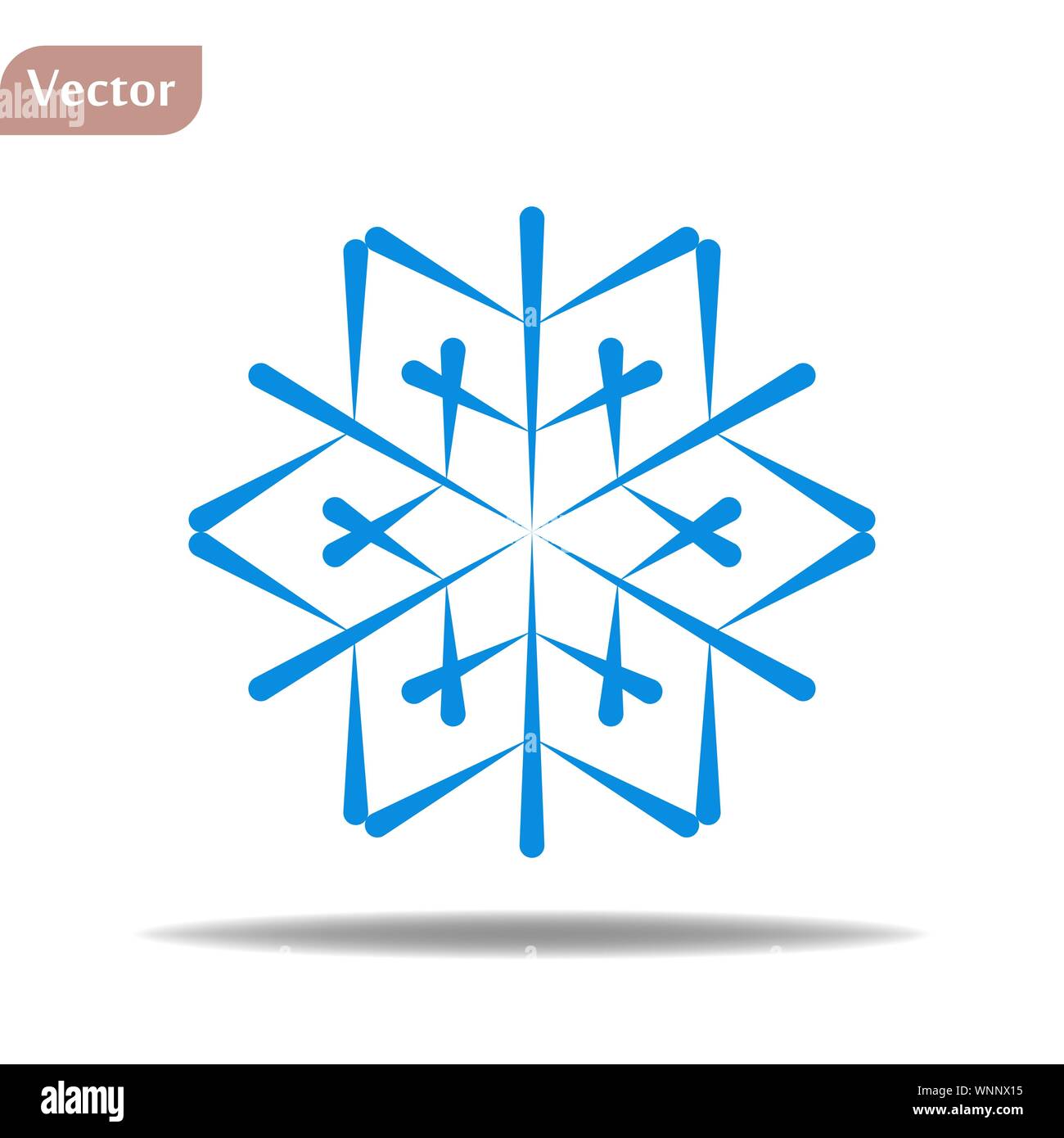 L'icona del fiocco di neve. Silhouette blu fiocco di neve segno, isolati su sfondo bianco. Design piatto. Simbolo di inverno, congelate, Natale e Capodanno vacanza Illustrazione Vettoriale