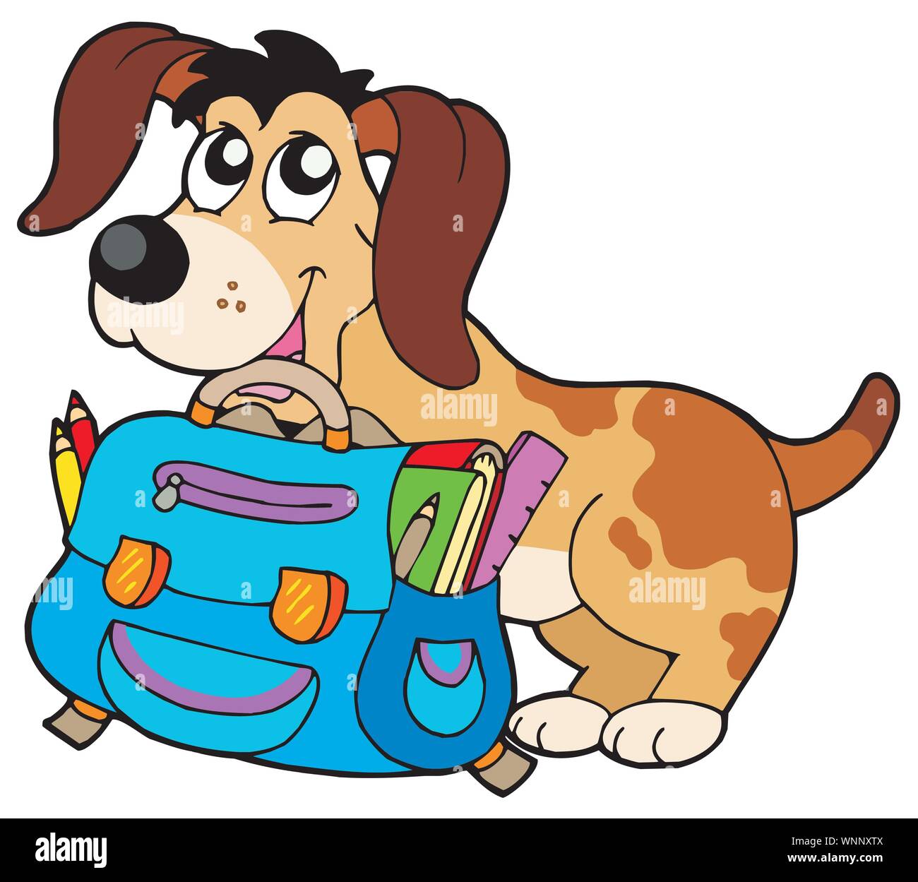 Cane con borsa di scuola Illustrazione Vettoriale