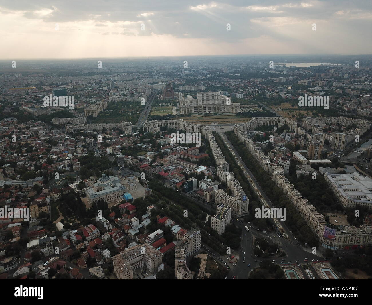 Bucarest Cityscape drone attrattive della Romania Foto Stock