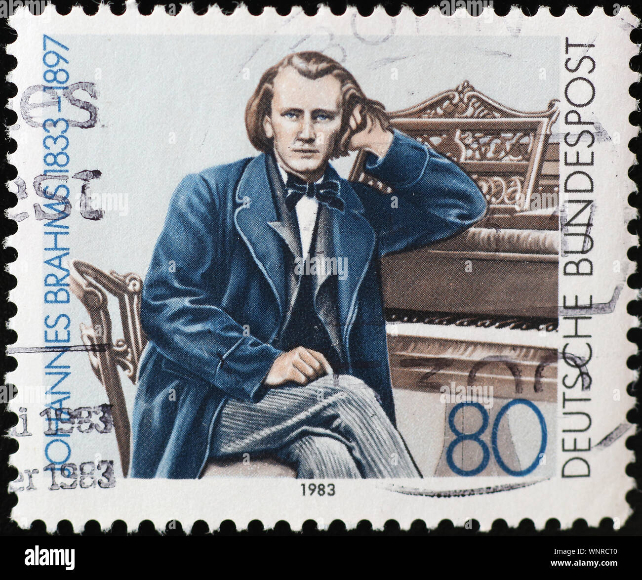 Ritratto di Iohannes Brahms tedesco sul francobollo Foto Stock